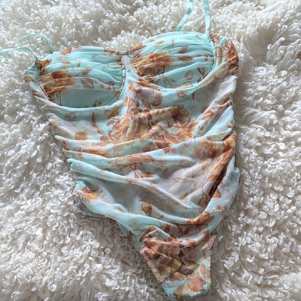 Abercrombie & Fitch Mesh Floral Cami Bodysuit